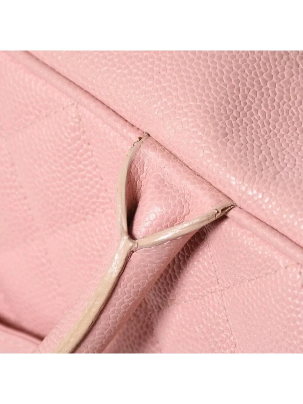 Chanel Jumbo CC Logo Quilted Bowling Bag Caviar Leather Pink Gold